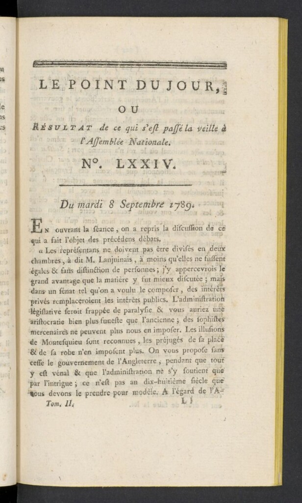 Miniatura de Point du Jour del 8 de septiembre de 1789, nº 74