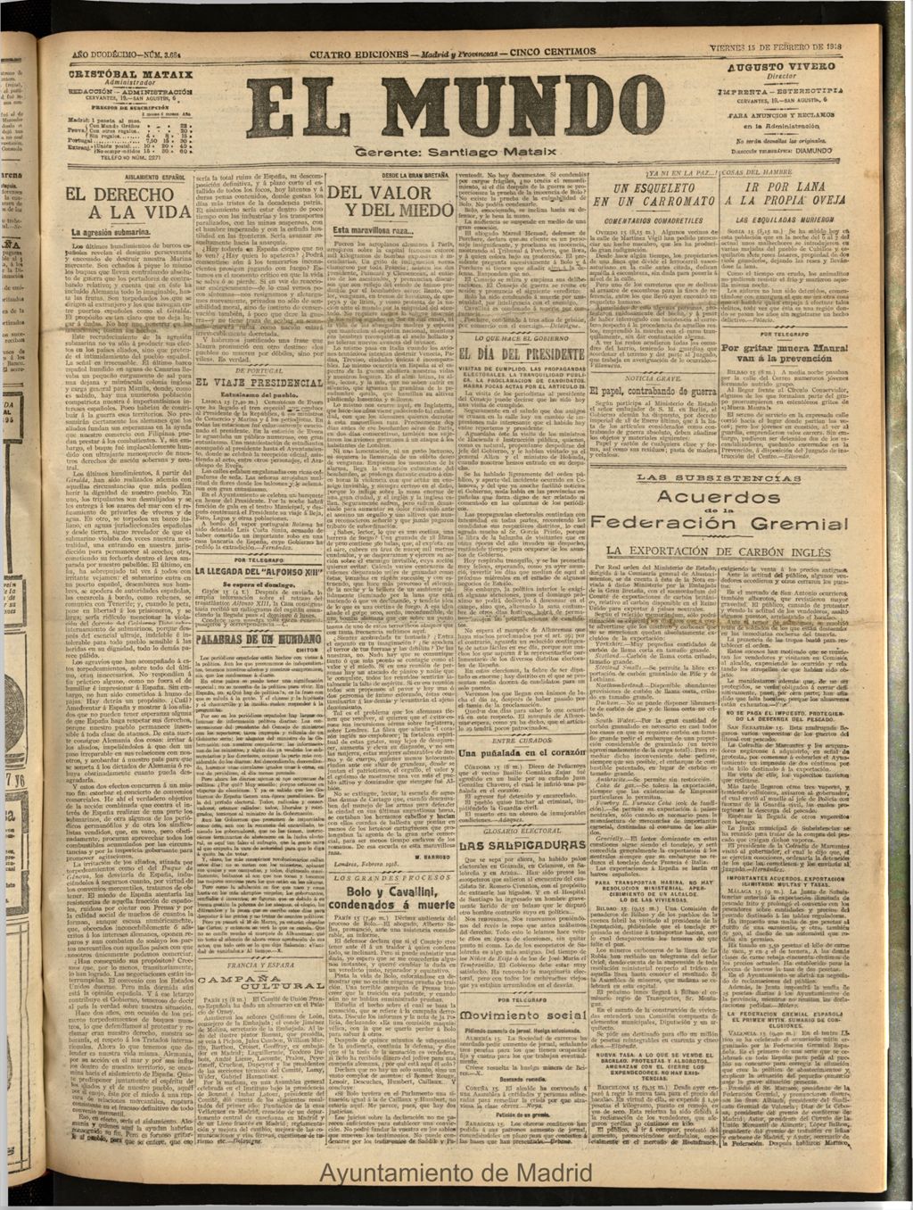 Miniatura de El Mundo del 15 de febrero de 1918