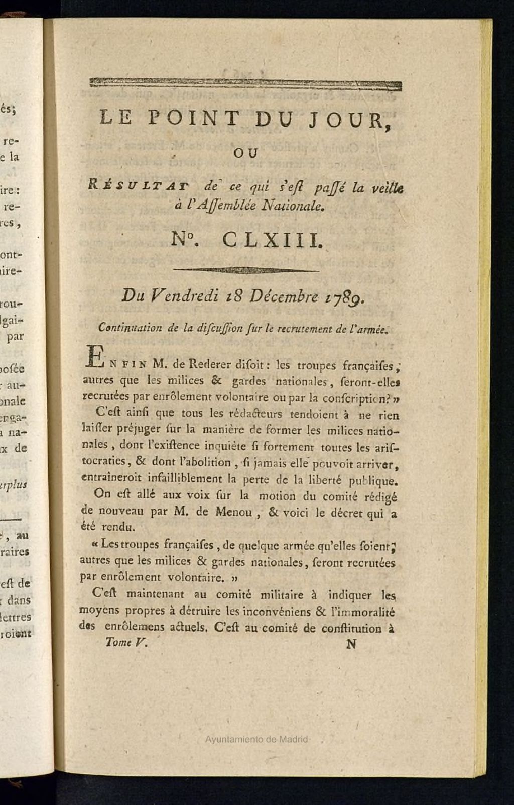 Miniatura de Le Point du Jour : ou Résultat de ce qui s´est passé la veille à l´Assemble Nationale du vendredi 18 december 1789. Nº 163