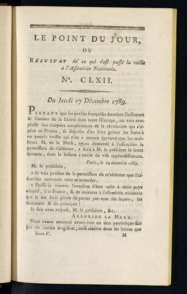 Miniatura de Le Point du Jour : ou Résultat de ce qui s´est passé la veille à l´Assemble Nationale du jeudi 17 decembre 1789. Nº 162