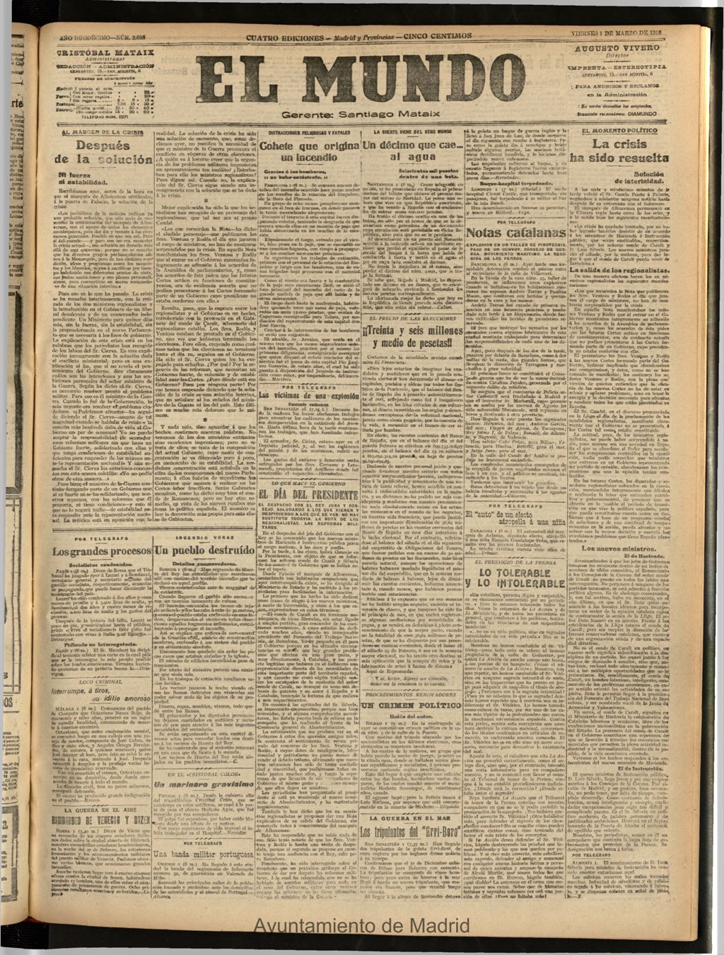 Miniatura de El Mundo del 1 de marzo de 1918