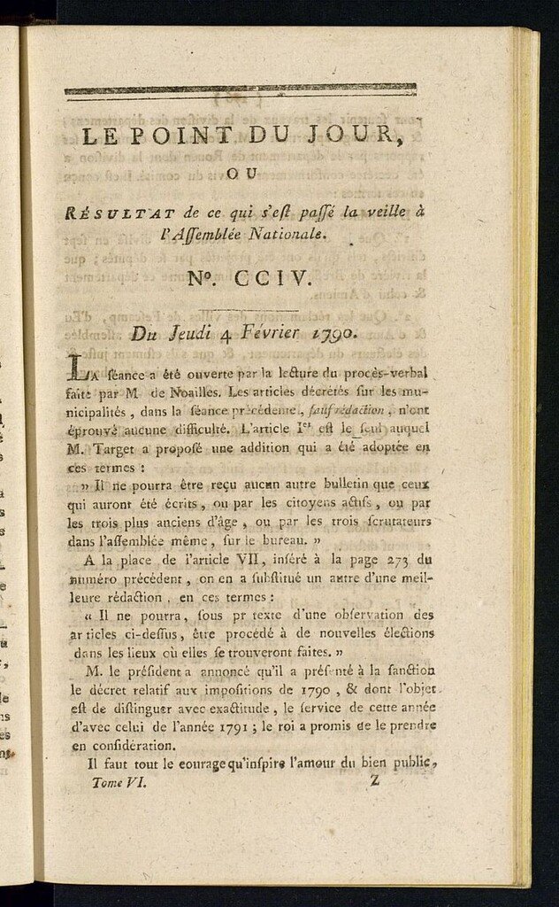 Miniatura de Le Point du Jour : ou Résultat de ce qui s´est passé la veille à l´Assemble Nationale du jeudi 4 fevrier 1790. Nº 204