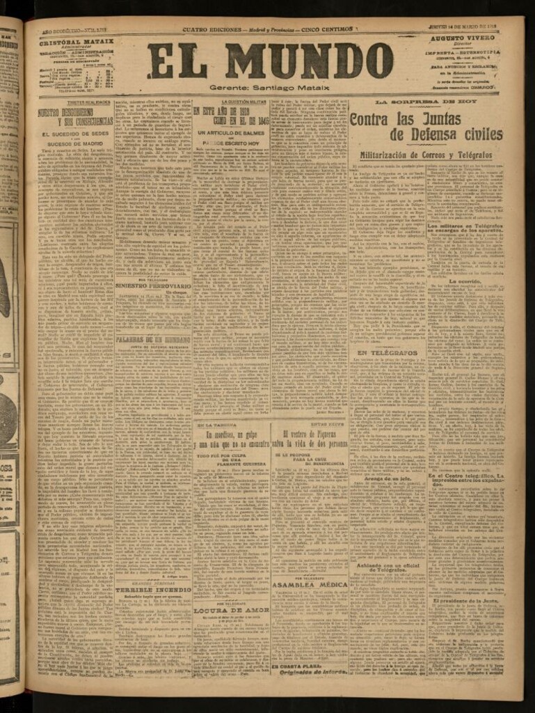 Miniatura de El Mundo del 14 de marzo de 1918