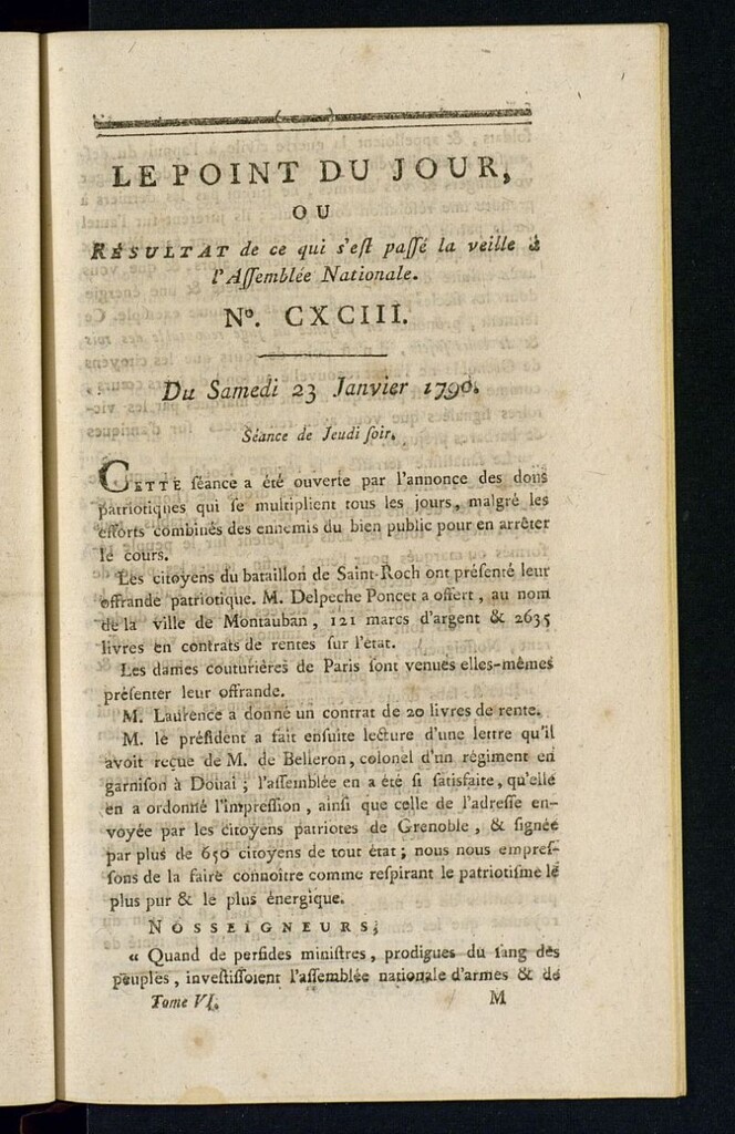 Miniatura de Le Point du Jour : ou Résultat de ce qui s´est passé la veille à l´Assemble Nationale du samedi 23 janvier 1790. Nº 193