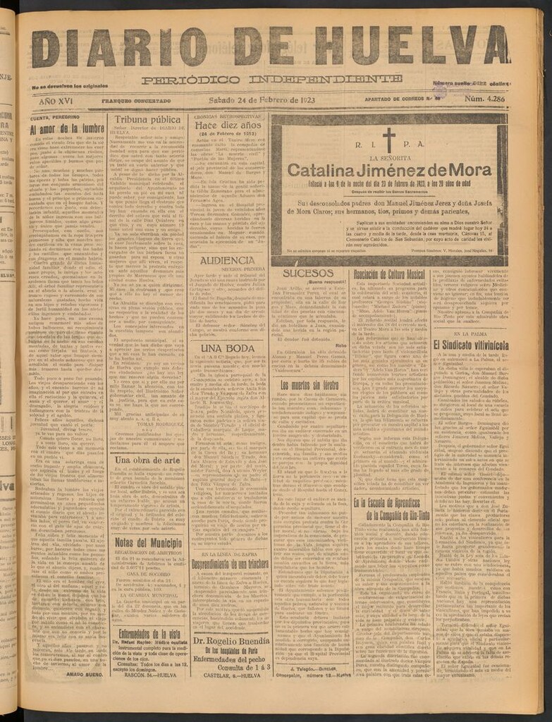 Miniatura de Diario de Huelva : periódico independiente del 24 de febrero de 1923