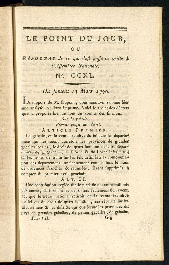 Miniatura de Le Point du Jour : ou Résultat de ce qui s´est passé la veille à l´Assemble Nationale du samedi 13 mars 1790. Nº 240
