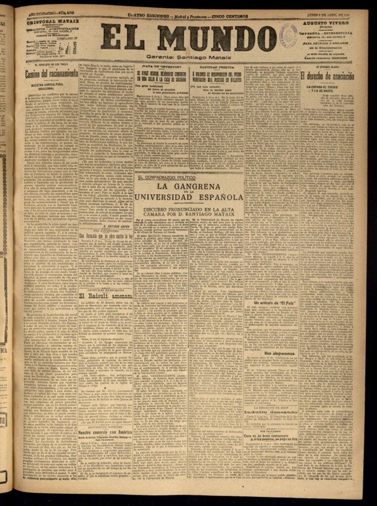 Miniatura de El Mundo del 8 de abril de 1918