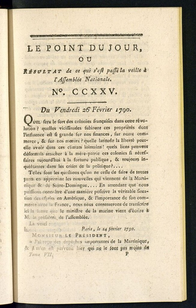 Miniatura de Le Point du Jour : ou Résultat de ce qui s´est passé la veille à l´Assemble Nationale du vendredi 26 fevrier 1790. Nº 225