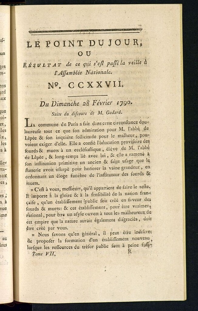 Miniatura de Le Point du Jour : ou Résultat de ce qui s´est passé la veille à l´Assemble Nationale du dimanche 28 fevrier 1790. Nº 227
