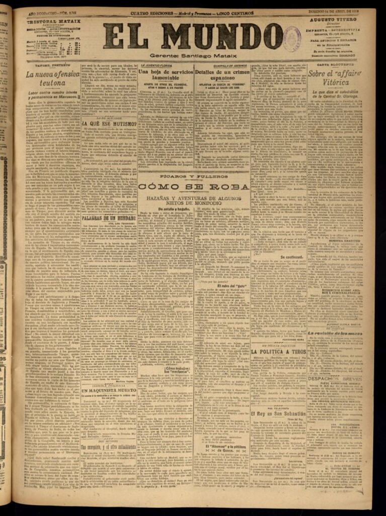 Miniatura de El Mundo del 14 de abril de 1918