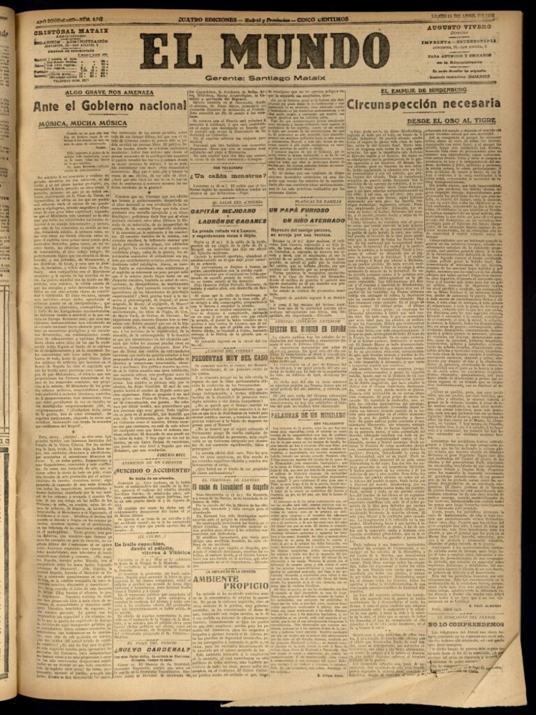 Miniatura de El Mundo del 15 de abril de 1918