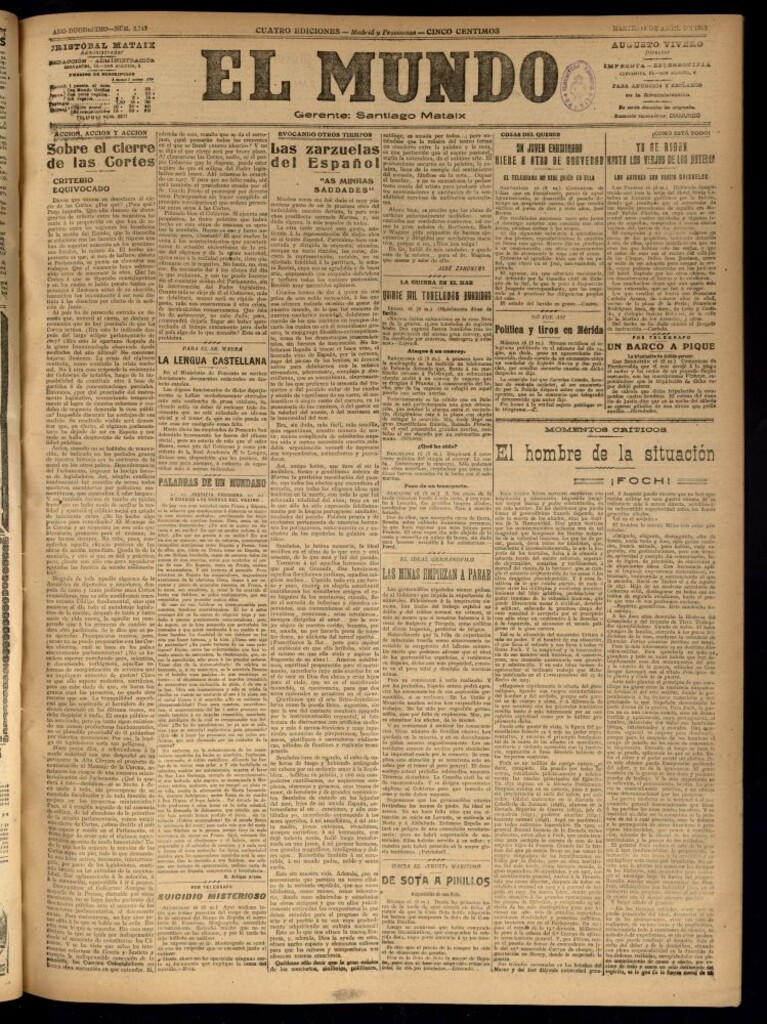 Miniatura de El Mundo del 16 de abril de 1918