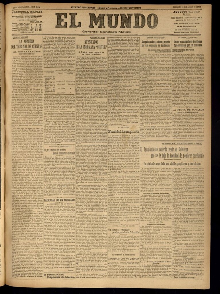 Miniatura de El Mundo del 19 de abril de 1918
