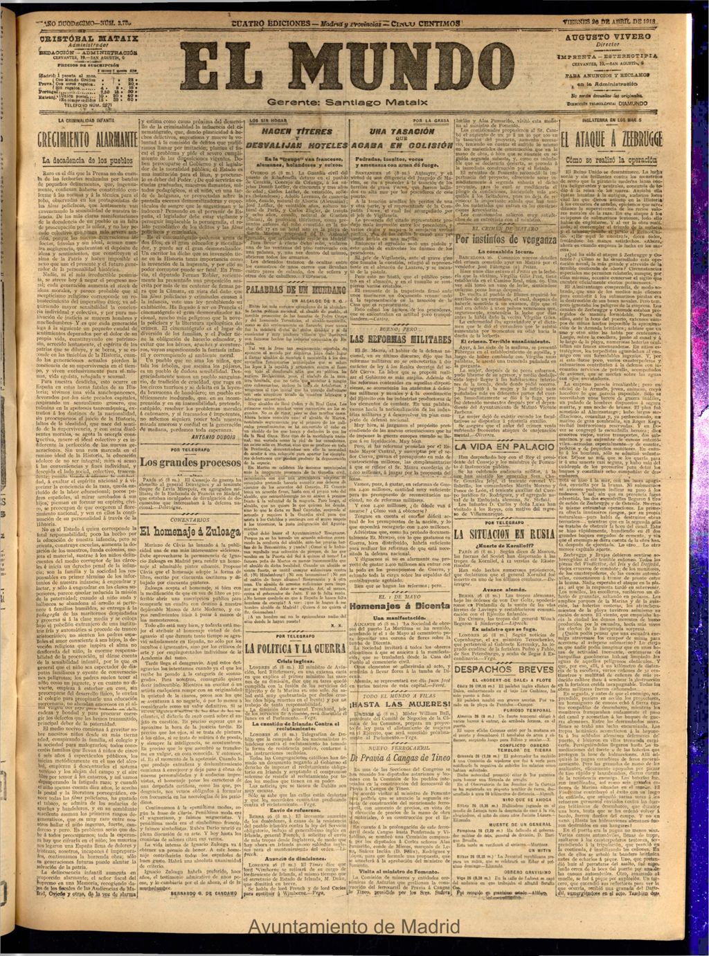 Miniatura de El Mundo del 26 de abril de 1918