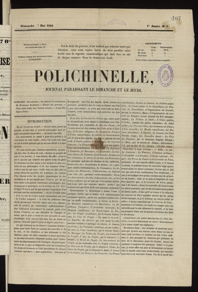 Miniatura de Polichinelle del 7 de mayo de 1848, nº 1