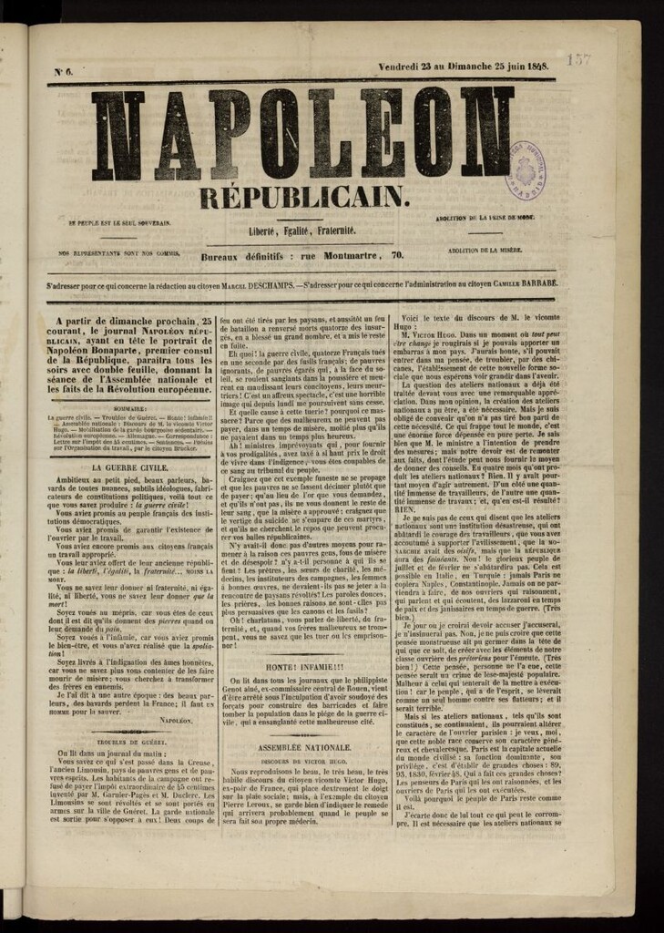 Miniatura de Napoleon Républicain del 23 al 25 de junio de 1848, nº 6