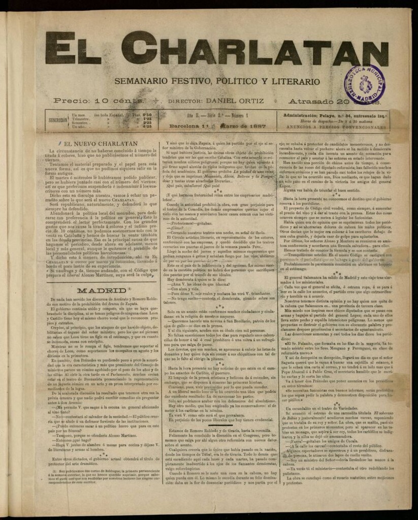 Miniatura de El Charlatán: semanario festivo, político y literario
