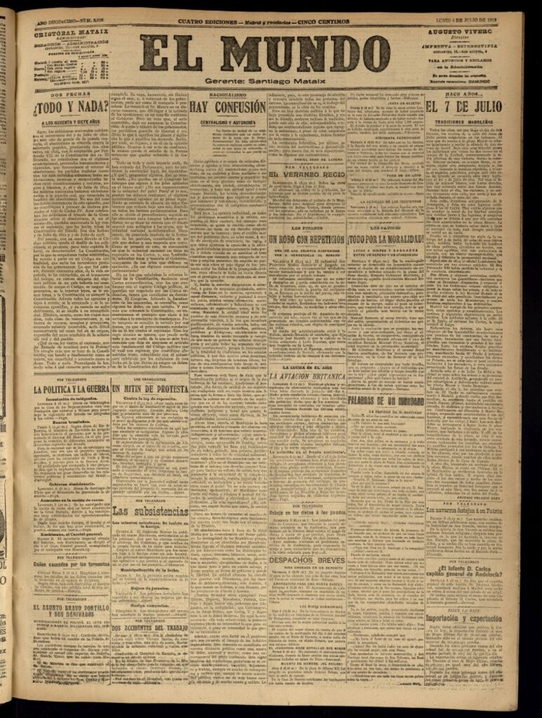 Miniatura de El Mundo del 8 de julio de 1918