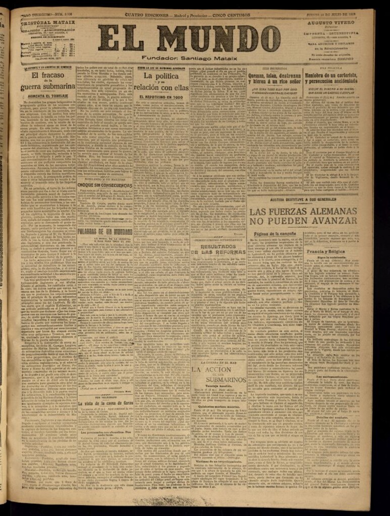 Miniatura de El Mundo del 18 de julio de 1918