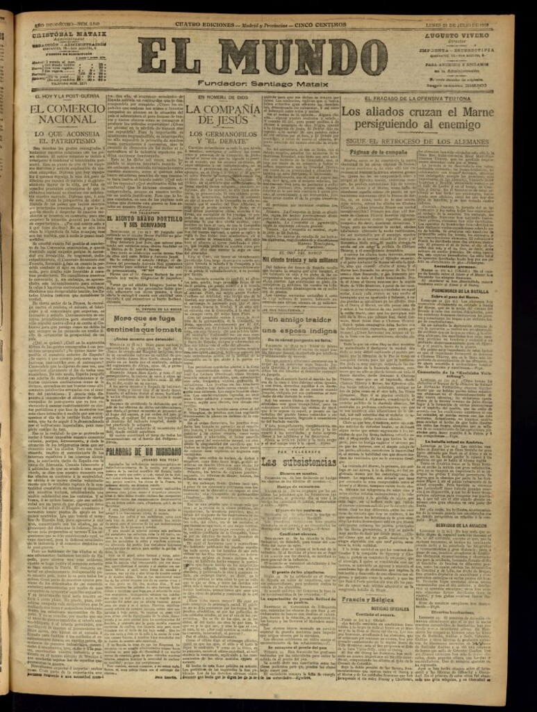Miniatura de El Mundo del 22 de julio de 1918