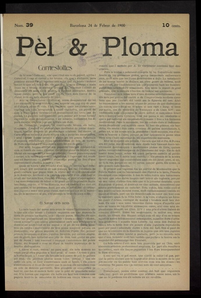 Miniatura de Pel & Ploma del 24 de febrero de 1900, nº 39