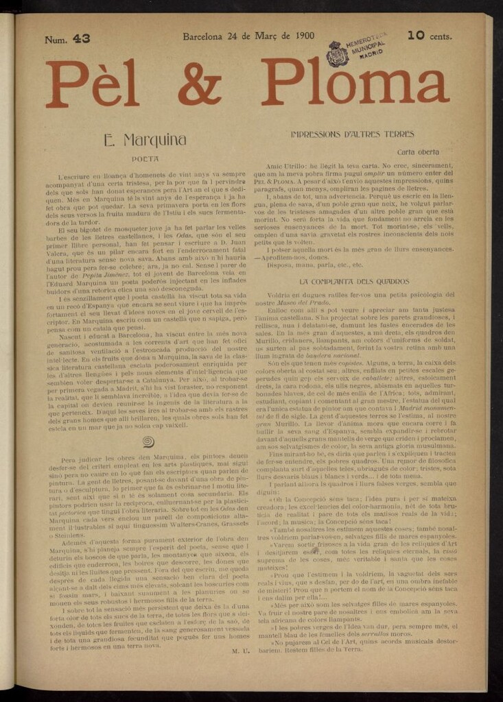 Miniatura de Pel & Ploma del 24 de marzo de 1900, nº 43