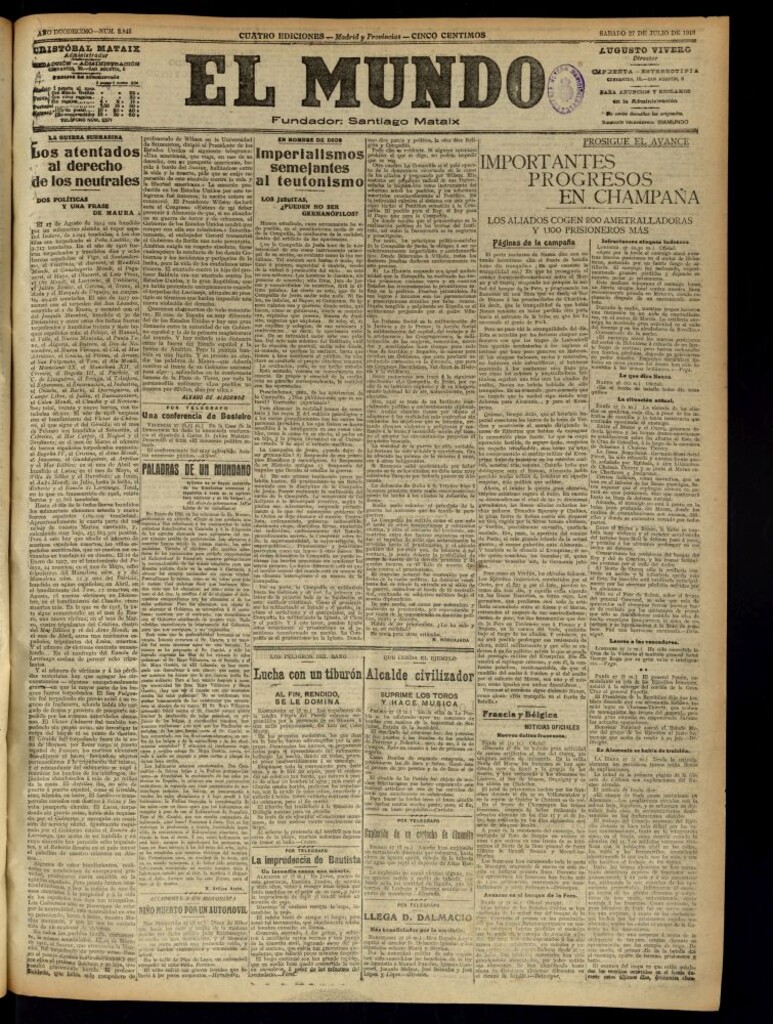 Miniatura de El Mundo del 27 de julio de 1918