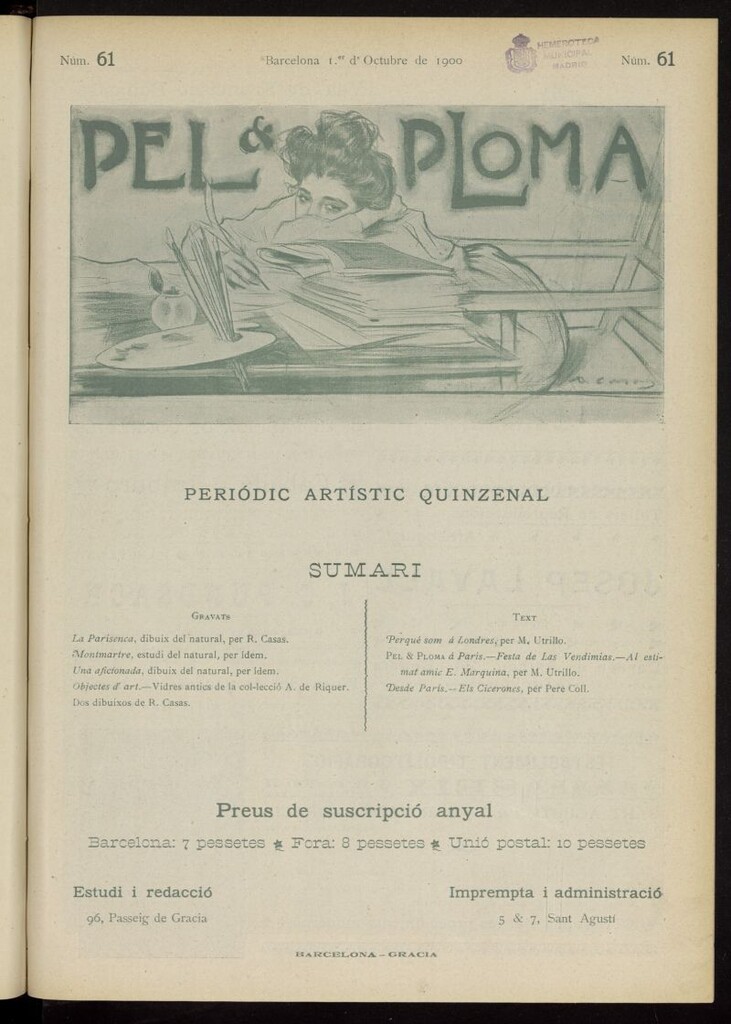 Miniatura de Pel & Ploma del 1 de octubre de 1900, nº 61