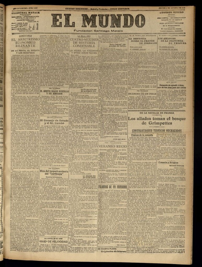 Miniatura de El Mundo del 1 de agosto de 1918