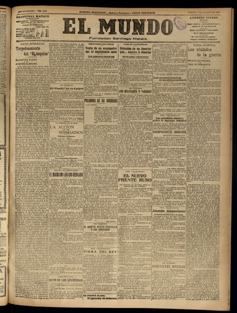 Miniatura de El Mundo del 3 de agosto de 1918