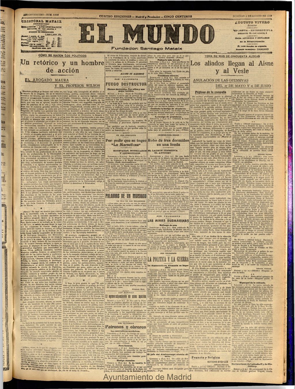 Miniatura de El Mundo del 4 de agosto de 1918