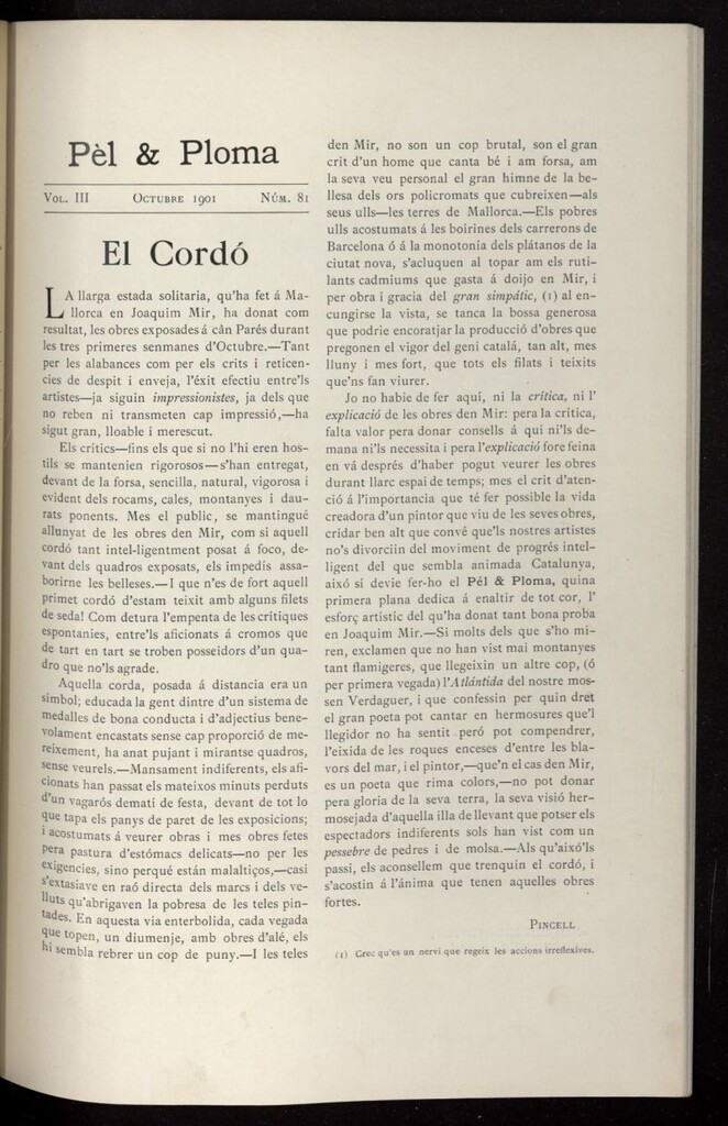 Miniatura de Pel & Ploma de octubre de 1901, nº 81