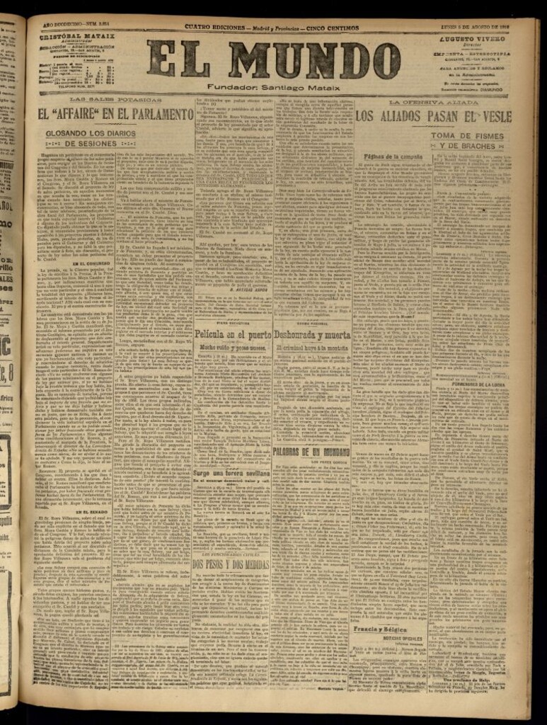 Miniatura de El Mundo del 5 de agosto de 1918