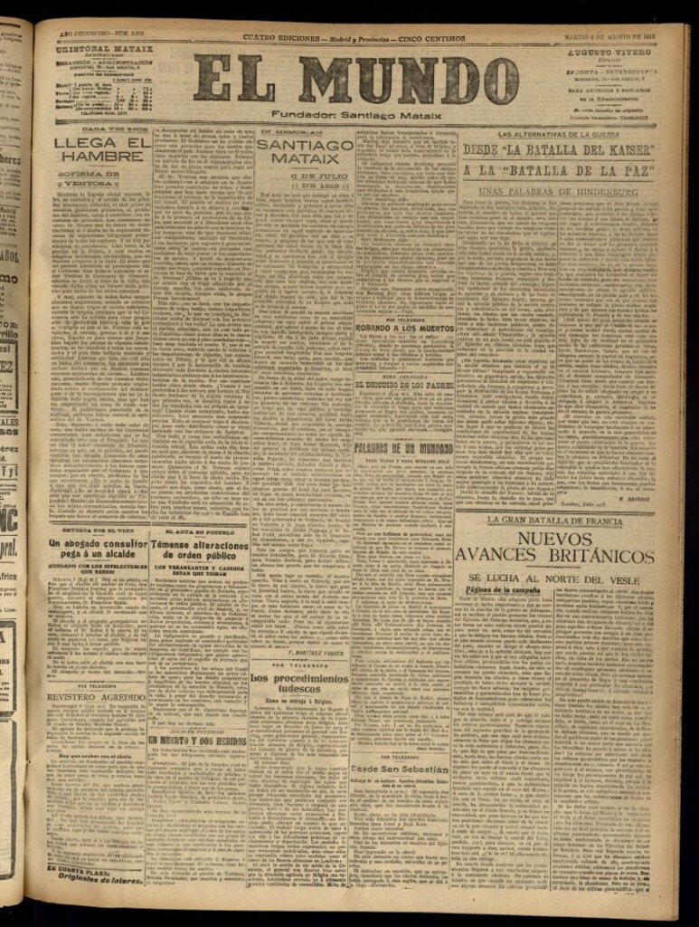 Miniatura de El Mundo del 6 de agosto de 1918