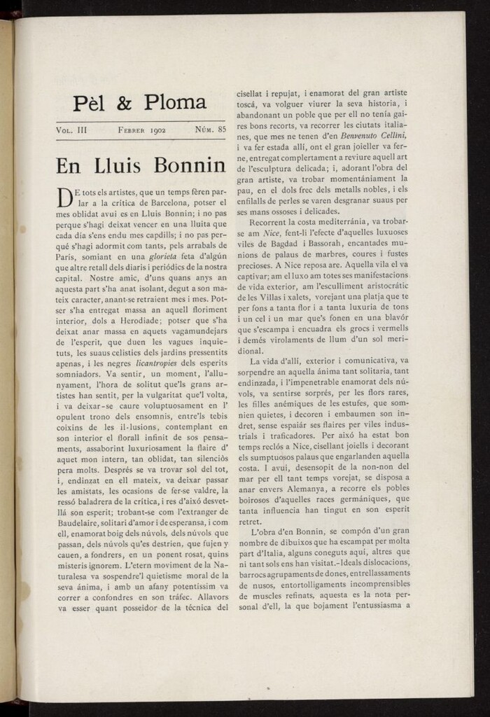 Miniatura de Pel & Ploma de febrero de 1902, nº 85