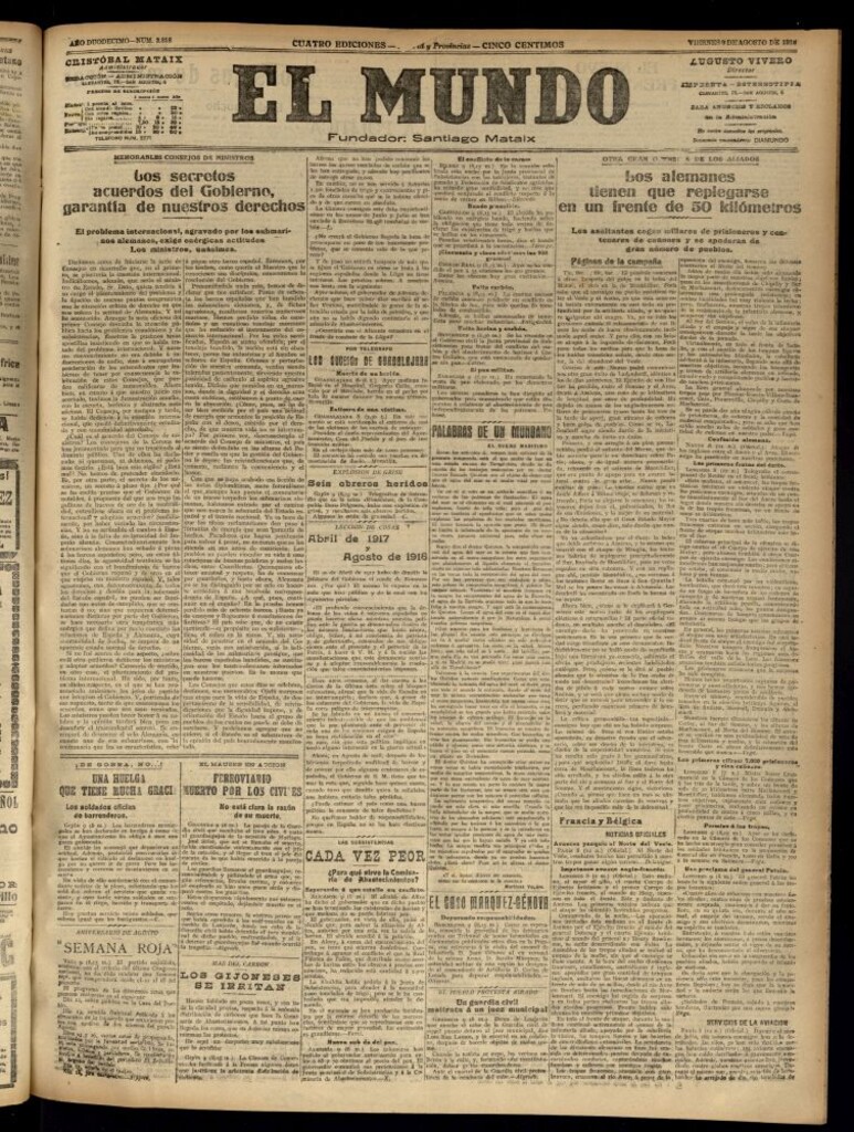 Miniatura de El Mundo del 9 de agosto de 1918