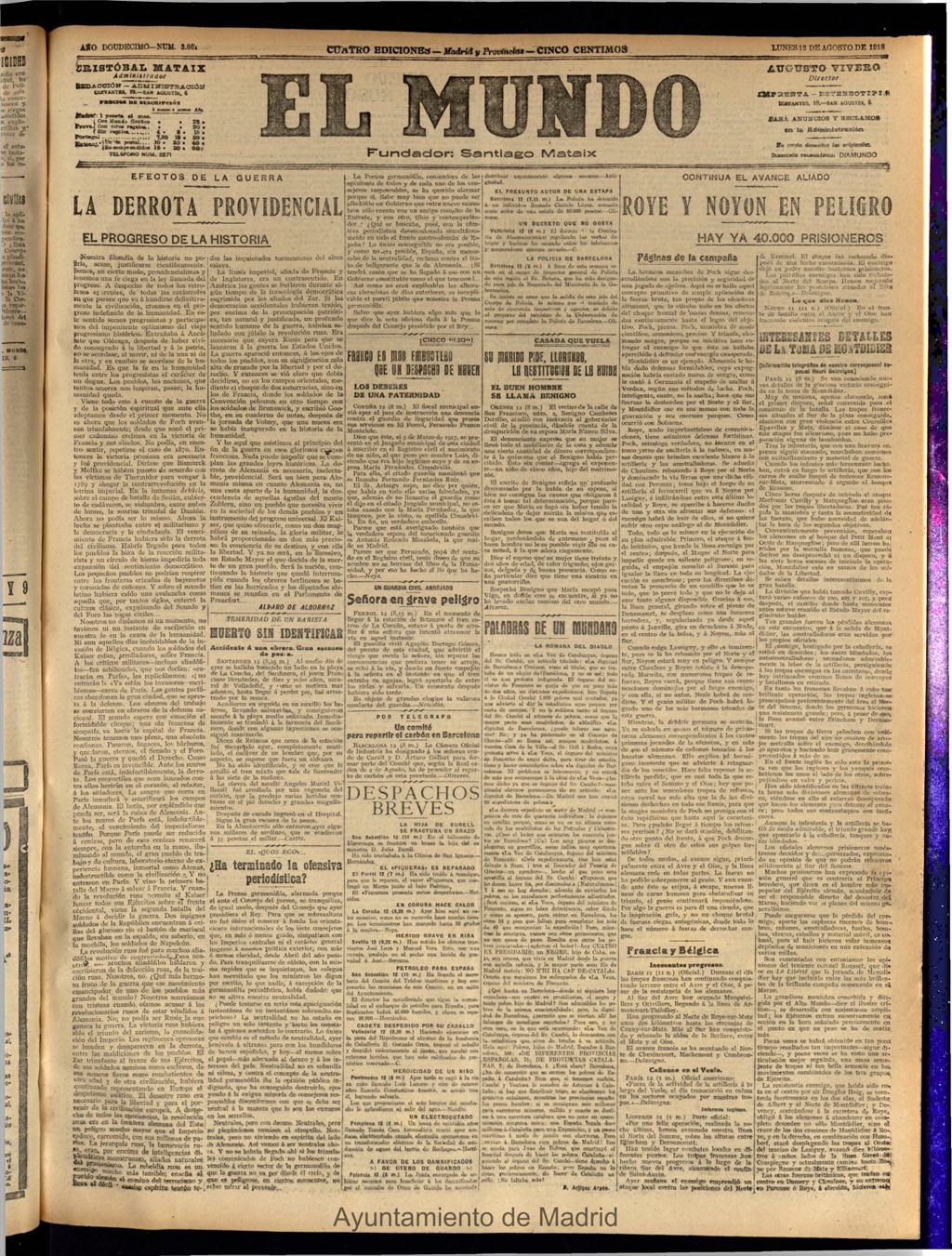 Miniatura de El Mundo del 12 de agosto de 1918