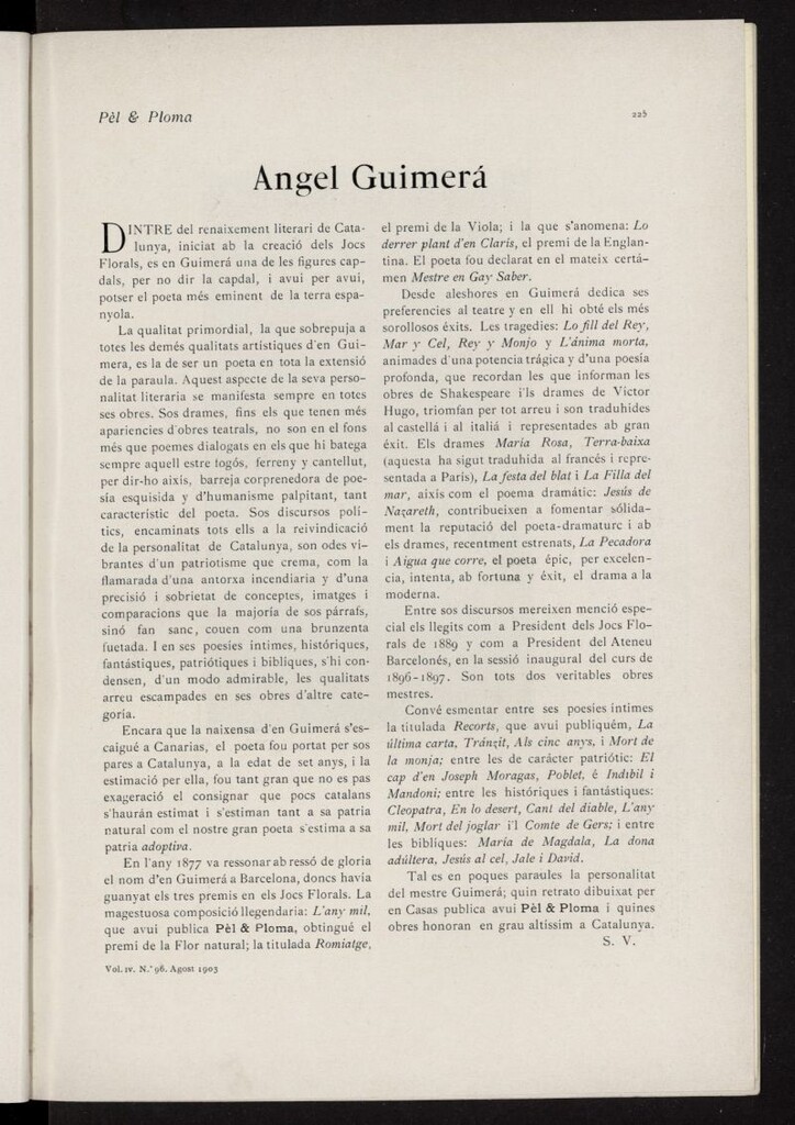 Miniatura de Pel & Ploma de agosto de 1903, nº 96