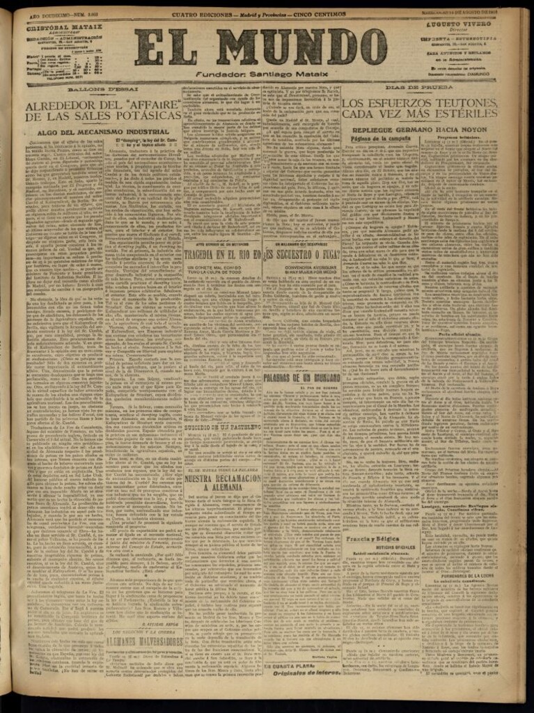 Miniatura de El Mundo del 14 de agosto de 1918