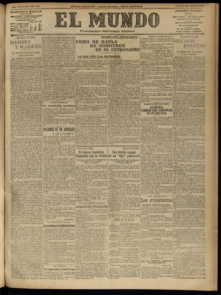 Miniatura de El Mundo del 15 de agosto de 1918