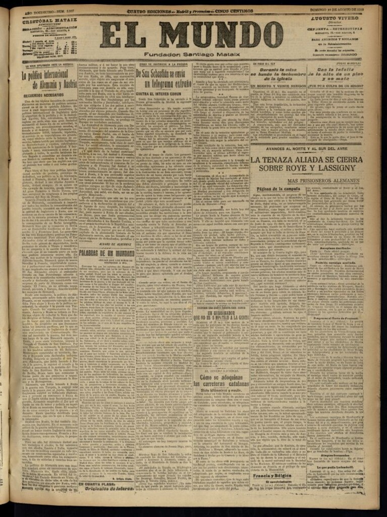 Miniatura de El Mundo del 18 de agosto de 1918