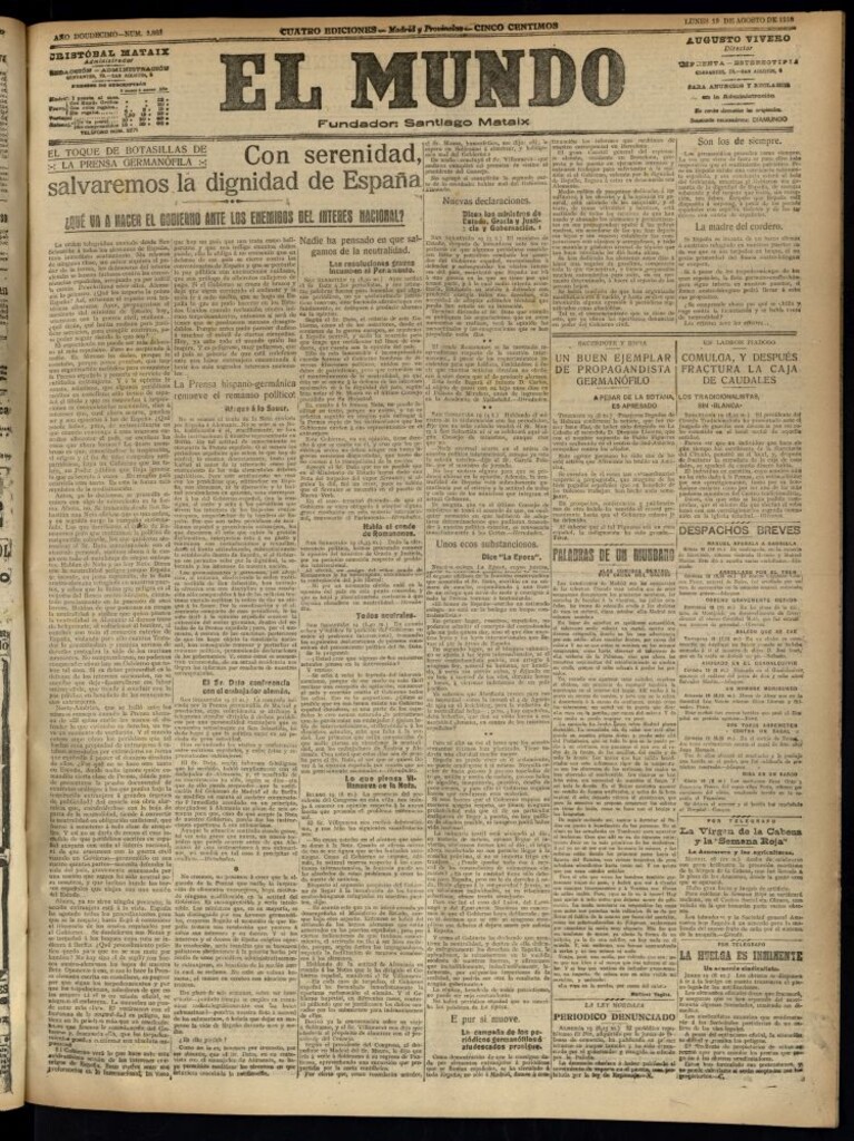Miniatura de El Mundo del 19 de agosto de 1918