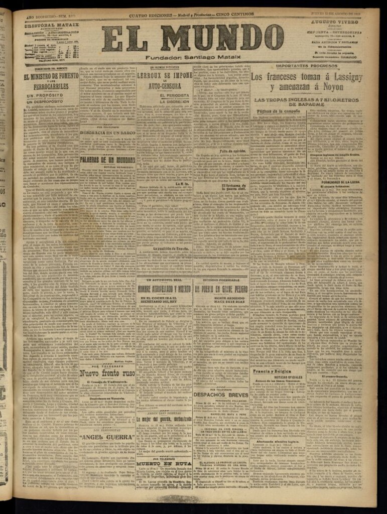Miniatura de El Mundo del 22 de agosto de 1918