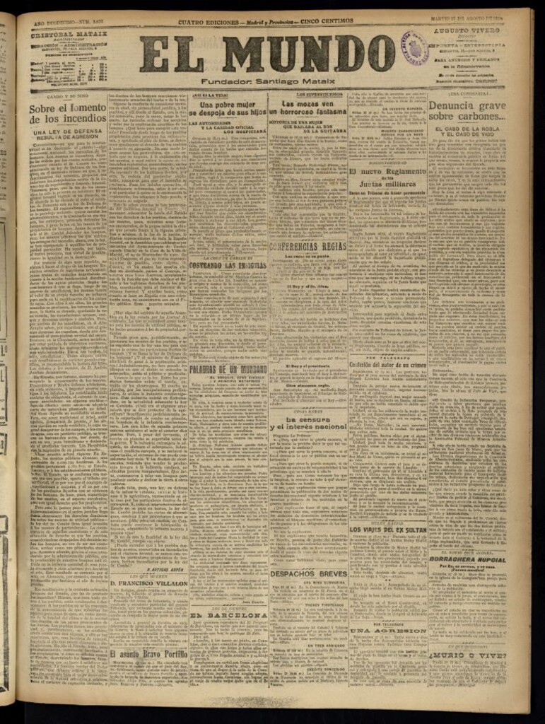 Miniatura de El Mundo del 27 de agosto de 1918