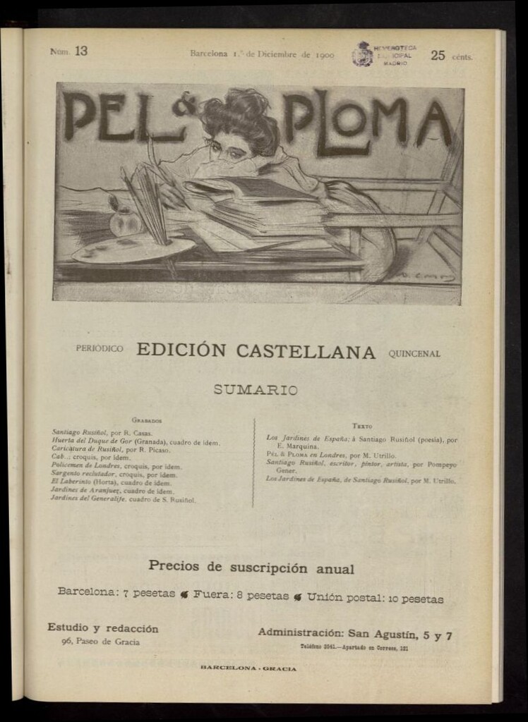 Miniatura de Pel & Ploma del 1 de diciembre de 1900, nº 13