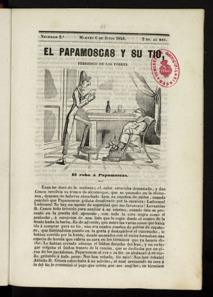 Miniatura de Papamoscas y su Tío del 6 de junio de 1848, necedad 2.ª