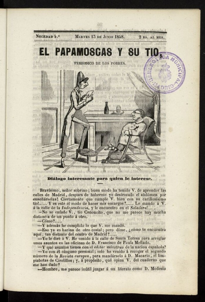 Miniatura de Papamoscas y su Tío del 13 de junio de 1848, necedad 4.ª