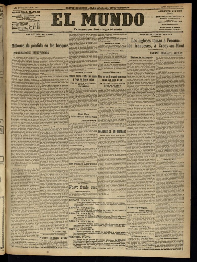 Miniatura de El Mundo del 2 de septiembre de 1918