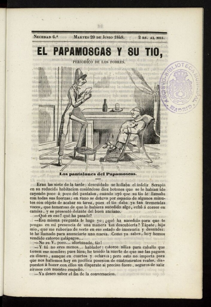 Miniatura de Papamoscas y su Tío del 20 de junio de 1848, necedad 6.ª