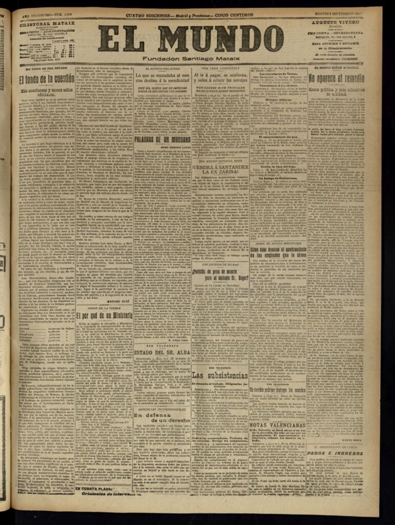 Miniatura de El Mundo del 3 de septiembre de 1918